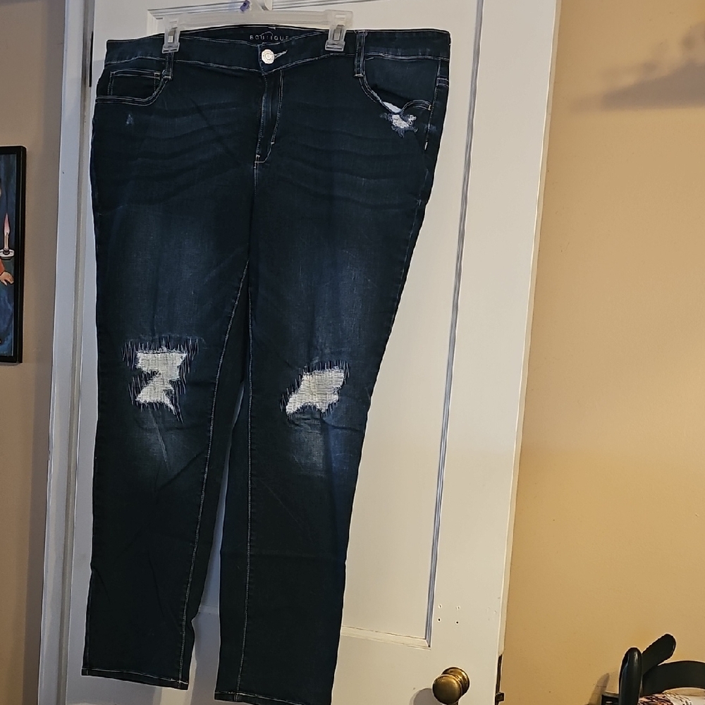 Distressed Dark Blue Women's Jeans
